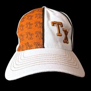 Texas TX Ball Cap Unisex White Orange Adjustable Hook & Loop Embroidered Hat